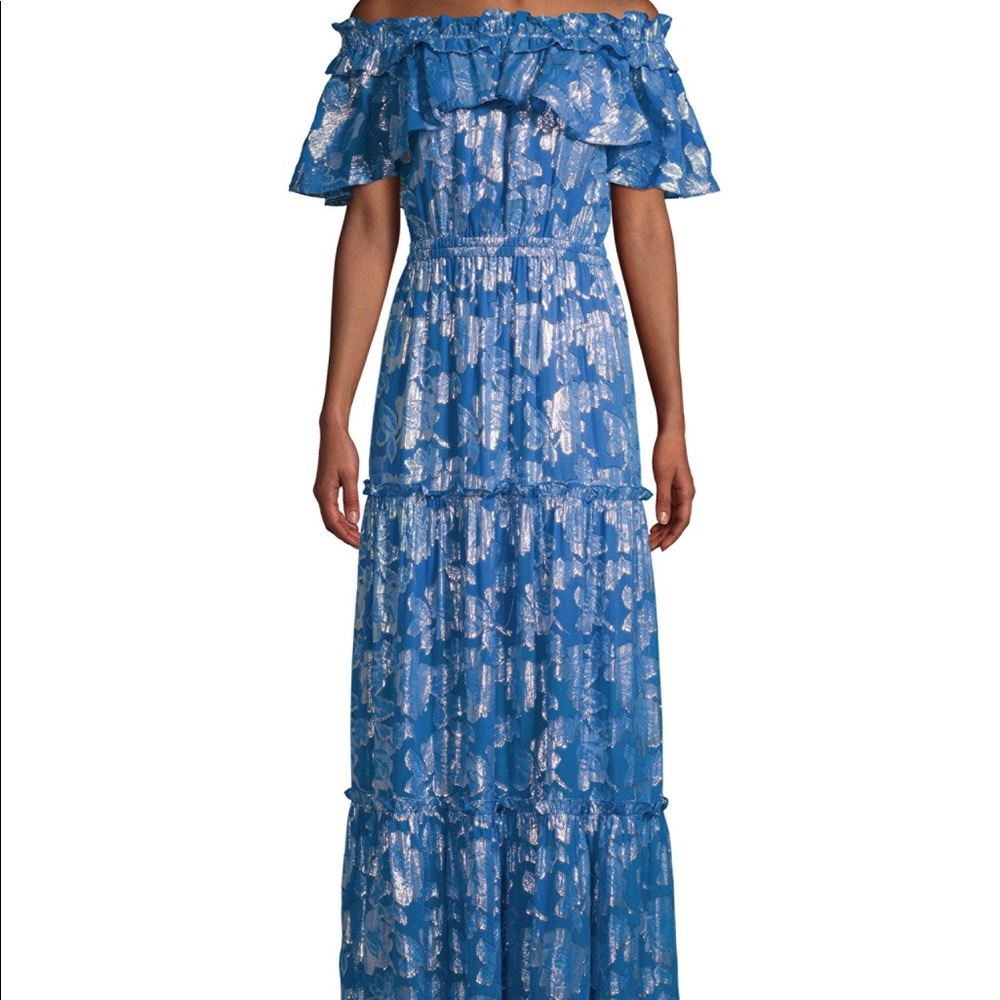 Shoshanna Milani off the shoulder silk maxi dress